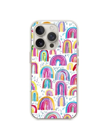 Coque iPhone 16 Pro Cute Watercolor Rainbows - Ninola Design