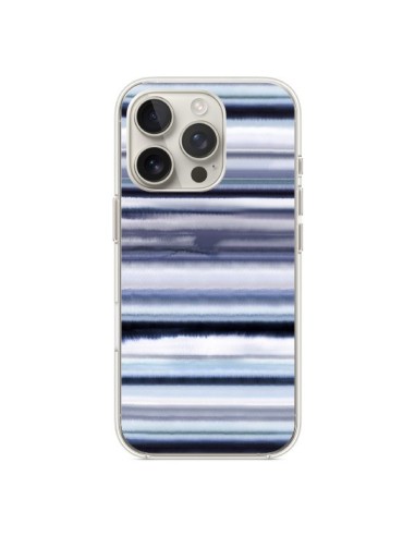 Coque iPhone 16 Pro Degrade Stripes Watercolor Navy - Ninola Design