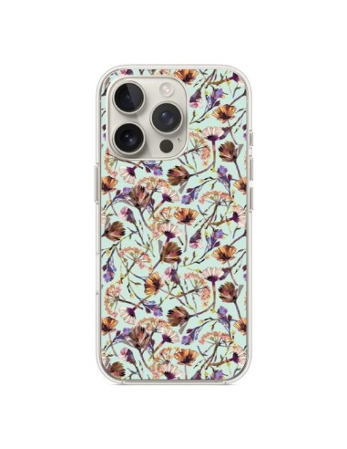 Coque iPhone 16 Pro Dry Blue Flowers - Ninola Design