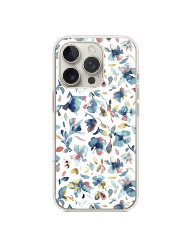 Coque iPhone 16 Pro Watery Hibiscus Blue - Ninola Design