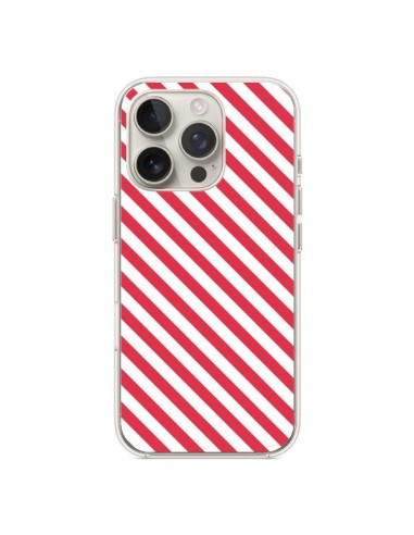 iPhone 16 Pro Case Striped Candy Pink and White - Nico