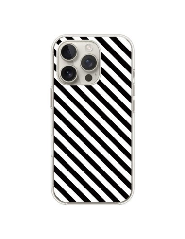 Coque iPhone 16 Pro Bonbon Candy Noire et Blanche Rayée - Nico