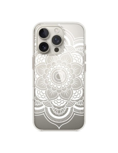 Coque iPhone 16 Pro Mandala Blanc Azteque Transparente - Nico