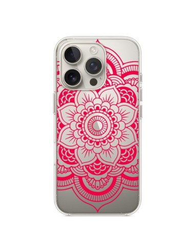 Coque iPhone 16 Pro Mandala Rose Fushia Azteque Transparente - Nico