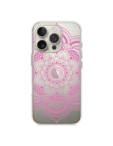 Coque iPhone 16 Pro Mandala Rose Clair Azteque Transparente - Nico