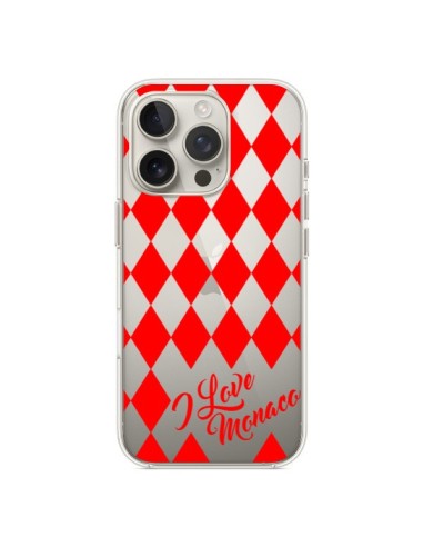 Coque iPhone 16 Pro I Love Monaco et Losange Rouge - Nico