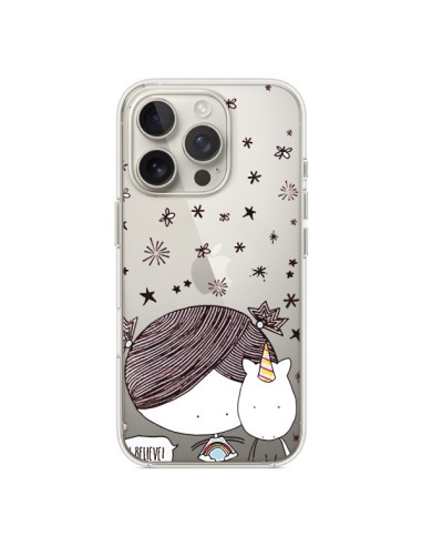 Coque iPhone 16 Pro Petite Fille et Licorne I Believe Transparente - Nico