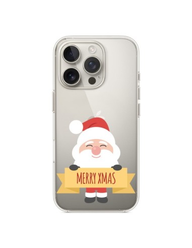 Coque iPhone 16 Pro Père Noël Merry Christmas transparente - Nico