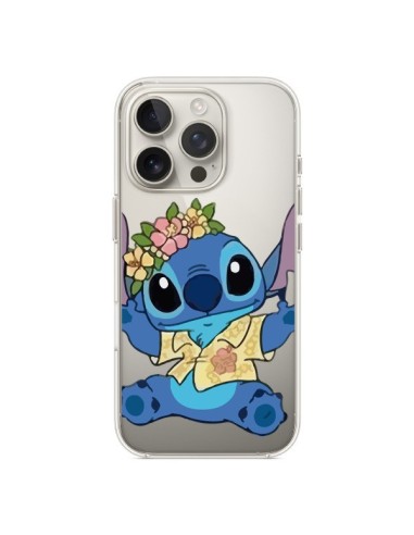 Coque iPhone 16 Pro Stitch de Lilo et Stitch Aloha transparente - Nico