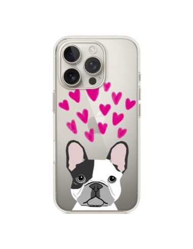 Cover iPhone 16 Pro Bulldog Francese Cuore Cane Trasparente - Pet Friendly