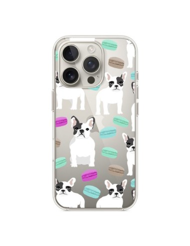 Coque iPhone 16 Pro Chiens Bulldog Français Macarons Transparente - Pet Friendly