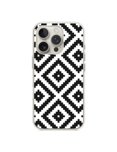 Coque iPhone 16 Pro Diamond Chevron Black and White - Pura Vida