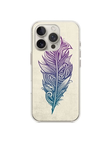 Coque iPhone 16 Pro Feather Plume Arc En Ciel - Rachel Caldwell