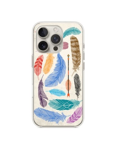 Coque iPhone 16 Pro Feather Plumes Multicolores - Rachel Caldwell