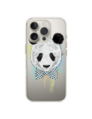 Coque iPhone 16 Pro Panda Noeud Papillon Transparente - Rachel Caldwell