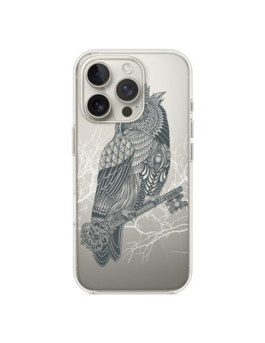 Coque iPhone 16 Pro Owl King Chouette Hibou Roi Transparente - Rachel Caldwell