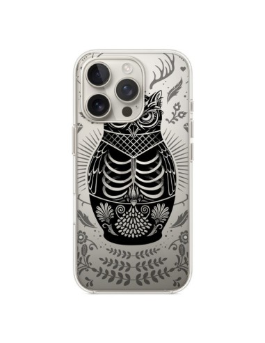 Coque iPhone 16 Pro Owl Chouette Hibou Squelette Transparente - Rachel Caldwell