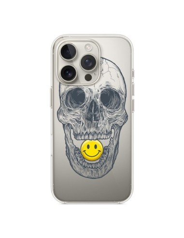 Coque iPhone 16 Pro Tête de Mort Smiley Transparente - Rachel Caldwell