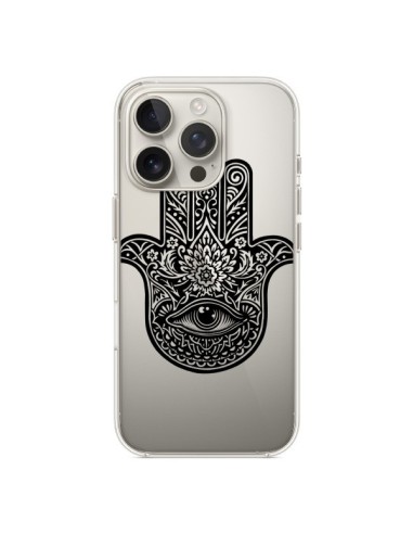 Coque iPhone 16 Pro Hamsa Cinq Doigts Main Mauvais Oeil Transparente - Rachel Caldwell