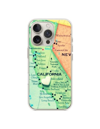 Coque iPhone 16 Pro Carte Map Californie - R Delean