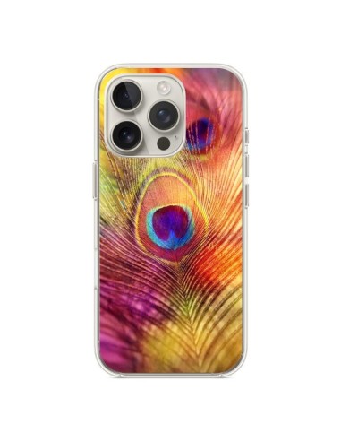 Coque iPhone 16 Pro Plume de Paon Multicolore - Sylvia Cook