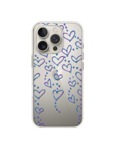 Coque iPhone 16 Pro Floating hearts coeurs flottants Transparente - Sylvia Cook