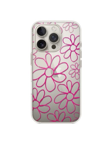 Coque iPhone 16 Pro Flower Garden Pink Fleur Transparente - Sylvia Cook