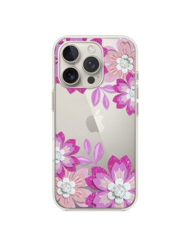 Coque iPhone 16 Pro Winter Flower Rose, Fleurs d'Hiver Transparente - Sylvia Cook