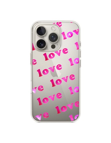 Coque iPhone 16 Pro Pink Love Rose Transparente - Sylvia Cook