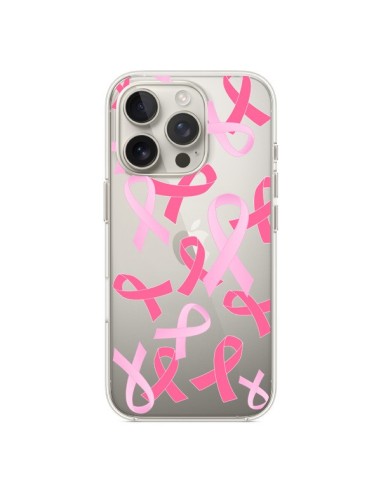 Coque iPhone 16 Pro Pink Ribbons Ruban Rose Transparente - Sylvia Cook