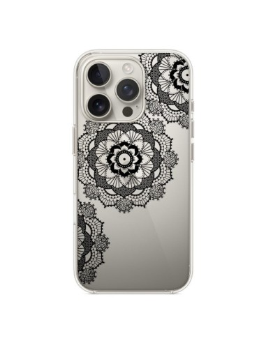 Coque iPhone 16 Pro Triple Mandala Noir Black Transparente - Sylvia Cook