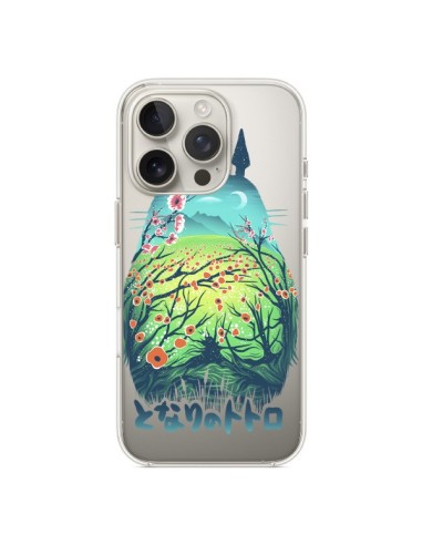 Coque iPhone 16 Pro Totoro Manga Flower Transparente - Victor Vercesi