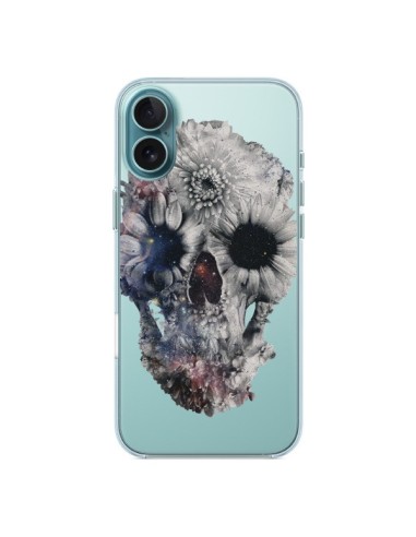 Coque iPhone 16 Plus Floral Skull Tête de Mort Transparente - Ali Gulec