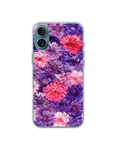 Coque iPhone 16 Plus Fleurs Violettes Flower Storm - Asano Yamazaki