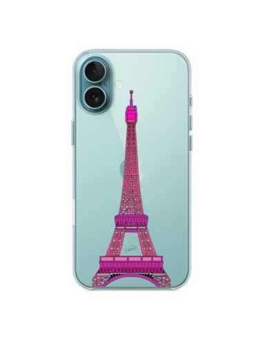 Cover iPhone 16 Plus Tour Eiffel Rosa Paris Trasparente - Asano Yamazaki