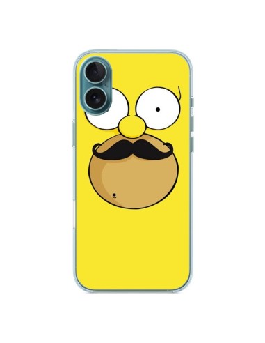 Coque iPhone 16 Plus Homer Movember Moustache Simpsons - Bertrand Carriere