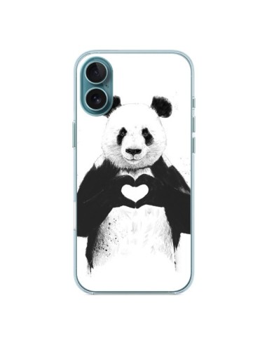 Coque iPhone 16 Plus Panda Amour All you need is love - Balazs Solti