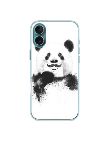 Coque iPhone 16 Plus Funny Panda Moustache Movember - Balazs Solti