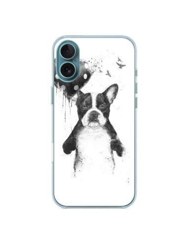 Coque iPhone 16 Plus Lover Bulldog Chien Dog My Heart Goes Boom - Balazs Solti