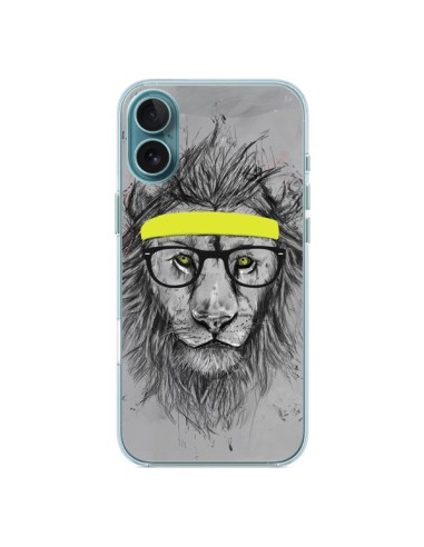 Coque iPhone 16 Plus Hipster Lion - Balazs Solti