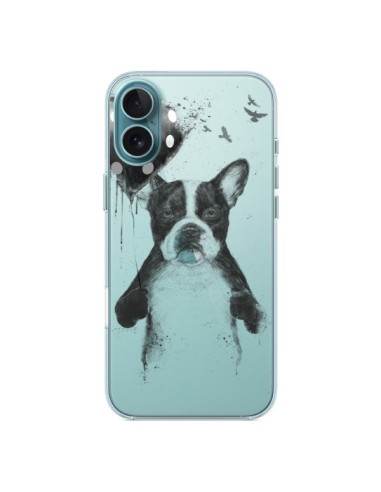 Coque iPhone 16 Plus Love Bulldog Dog Chien Transparente - Balazs Solti