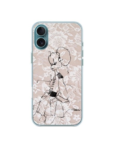 Coque iPhone 16 Plus Croquis Dentelle Femme Fashion Mode - Cécile