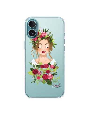 Coque iPhone 16 Plus Femme Closed Eyes Fleurs Transparente - Chapo