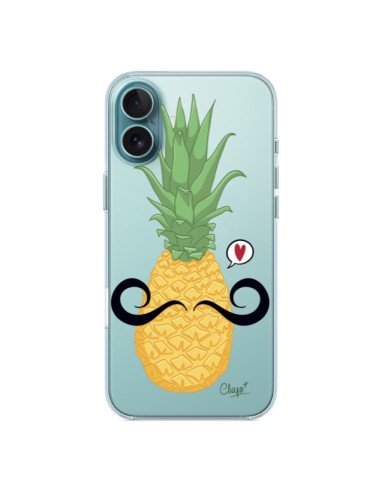 Coque iPhone 16 Plus Ananas Moustache Transparente - Chapo