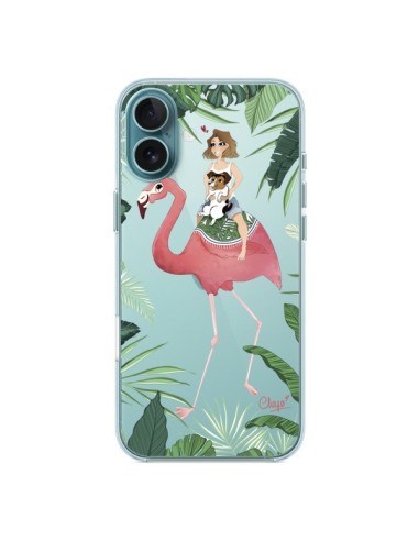 Coque iPhone 16 Plus Lolo Love Flamant Rose Chien Transparente - Chapo