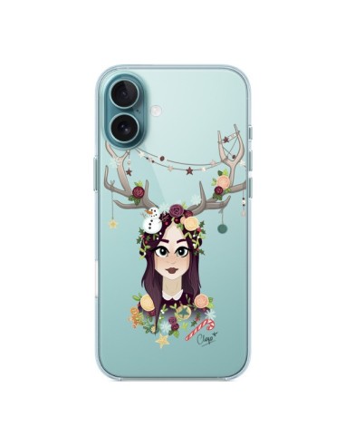 Coque iPhone 16 Plus Christmas Girl Femme Noel Bois Cerf Transparente - Chapo