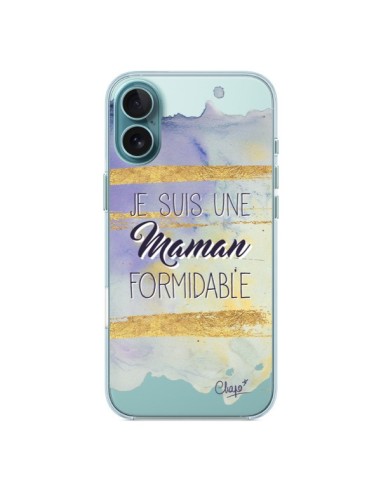 Coque iPhone 16 Plus Je suis une Maman Formidable Violet Transparente - Chapo