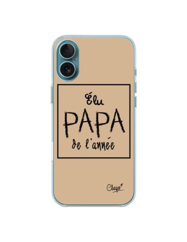 Coque iPhone 16 Plus Elu Papa de l'Année Beige - Chapo