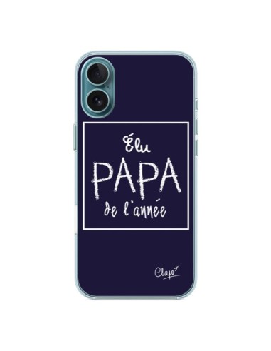 Coque iPhone 16 Plus Elu Papa de l'Année Bleu Marine - Chapo