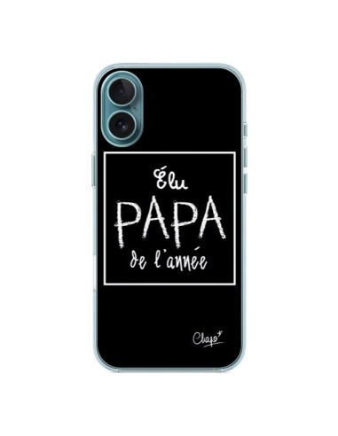 Coque iPhone 16 Plus Elu Papa de l'Année Noir - Chapo